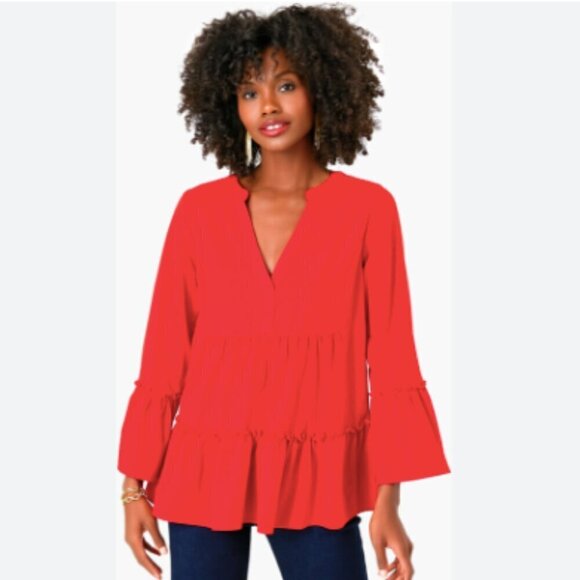Tuckernuck Pomander Place Kenzo Tiered Top Red Preppy Holiday - Picture 1 of 7